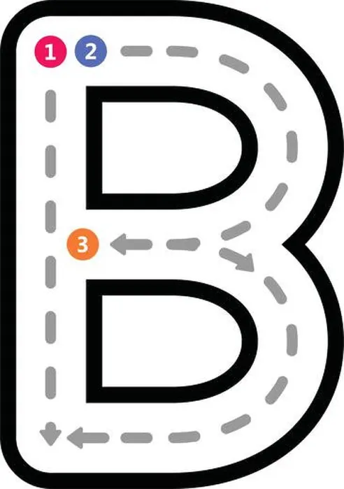 Framed Print : Tracing Alphabet uppercase capital letter B prewriting dotted line element for kindergarten Framed Print : Tracing Alphabet uppercase capital letter B prewriting dotted line element for kindergarten