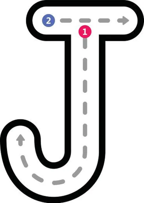 Framed Print : Tracing Alphabet uppercase capital letter J prewriting dotted line element for kindergarten Framed Print : Tracing Alphabet uppercase capital letter J prewriting dotted line element for kindergarten
