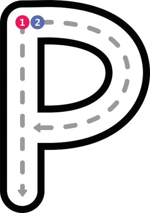 Framed Print : Tracing Alphabet uppercase capital letter P prewriting dotted line element for kindergarten Framed Print : Tracing Alphabet uppercase capital letter P prewriting dotted line element for kindergarten