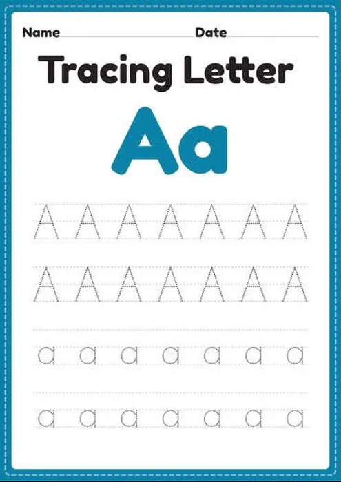 Framed Print : Tracing letter a alphabet worksheet for kindergarten and preschool kids for handwriting practice Framed Print : Tracing letter a alphabet worksheet for kindergarten and preschool kids for handwriting practice