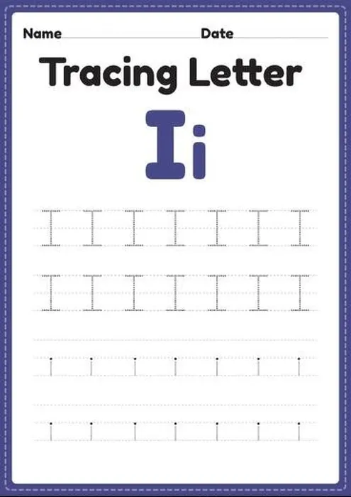 Framed Print : Tracing letter i alphabet worksheet for kindergarten and preschool kids for handwriting practice and educational activities in a printable page illust Framed Print : Tracing letter i alphabet worksheet for kindergarten and preschool kids for handwriting practice and educational activities in a printable page illust