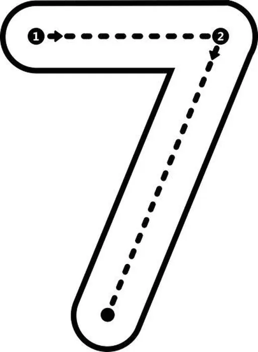 Framed Print : Tracing number 7 prewriting dotted line math worksheet element for kindergarten