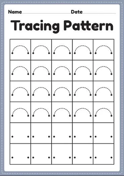 Framed Print : Tracing pattern curve lines worksheet for kindergarten Framed Print : Tracing pattern curve lines worksheet for kindergarten