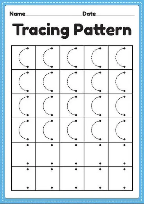 Framed Print : Tracing pattern left curve lines worksheet for kindergarten Framed Print : Tracing pattern left curve lines worksheet for kindergarten