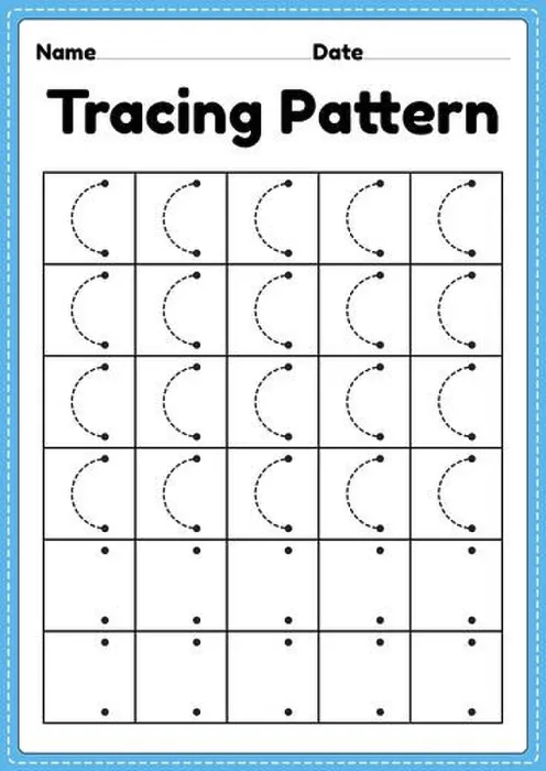 Framed Print : Tracing pattern left curve lines worksheet for kindergarten Framed Print : Tracing pattern left curve lines worksheet for kindergarten