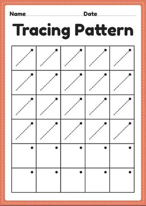 Framed Print : Tracing pattern right slanting lines worksheet for kindergarten Framed Print : Tracing pattern right slanting lines worksheet for kindergarten