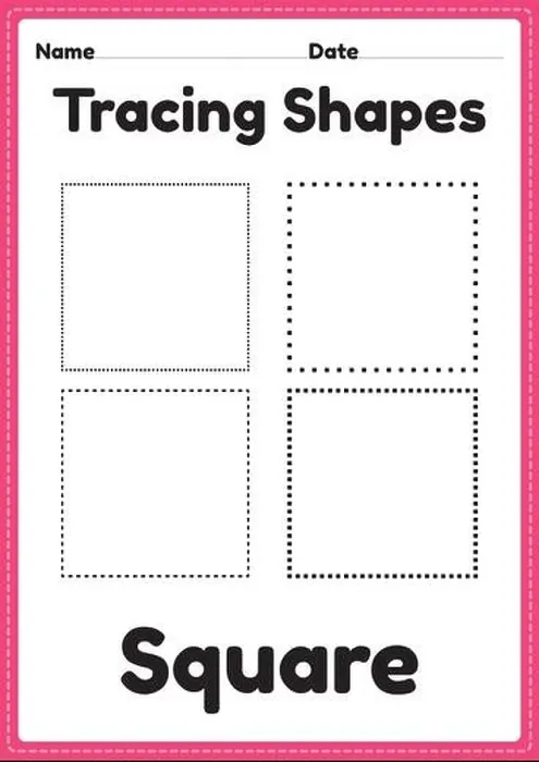 Framed Print : Tracing square shapes worksheet for kindergarten and preschool kids for handwriting practice and educational activities in a printable page Framed Print : Tracing square shapes worksheet for kindergarten and preschool kids for handwriting practice and educational activities in a printable page