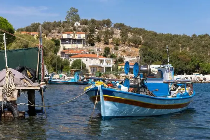 Framed Print : Traditional Fishing boats in Lesbos, Greece. Lesbos or Lesvos is a Greek island located in the northeastern Aegean Sea Framed Print : Traditional Fishing boats in Lesbos, Greece. Lesbos or Lesvos is a Greek island located in the northeastern Aegean Sea
