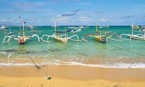 Traditional fishing boats, Sanur Beach, Bali, Indonesia