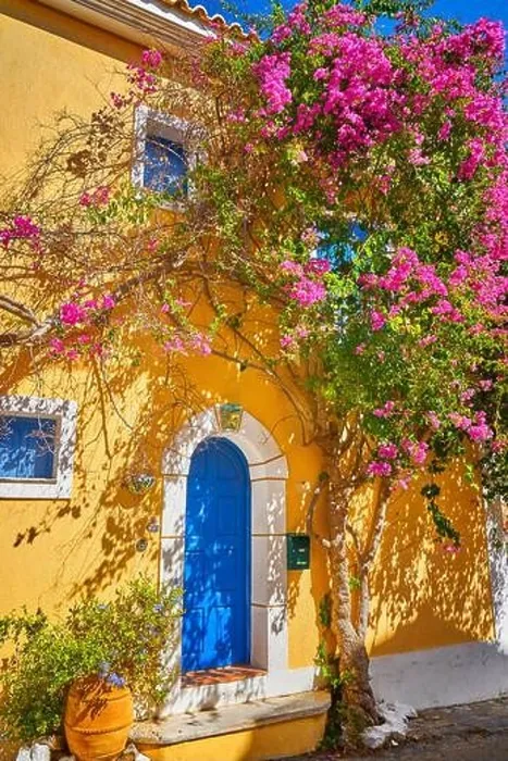 Framed Print : Traditional greek house with flowers, Assos village, Kefalonia Island, Greece Framed Print : Traditional greek house with flowers, Assos village, Kefalonia Island, Greece