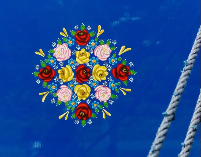 Framed Print : Traditional narrowboat art of hand painted roses and forget me nots on an English canal barge UK Framed Print : Traditional narrowboat art of hand painted roses and forget me nots on an English canal barge UK
