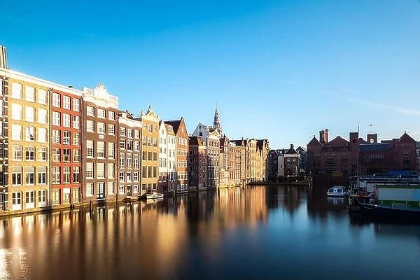 Traditional old house buildings in Amsterdam, Netherlands