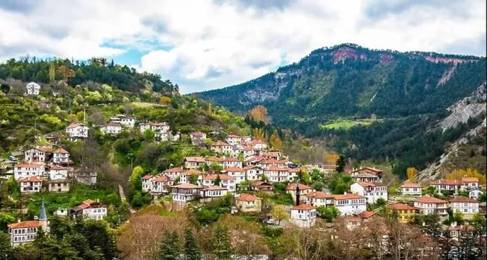 Framed Print : Traditional old houses in Goynuk District of Bolu, Turkey. Aerial view of Goynuk with beautiful historical houses Framed Print : Traditional old houses in Goynuk District of Bolu, Turkey. Aerial view of Goynuk with beautiful historical houses