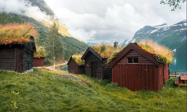 Traditional scandinavian old wooden houses