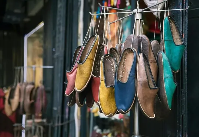 Framed Print : Traditional turkish shoes selling in the street Framed Print : Traditional turkish shoes selling in the street