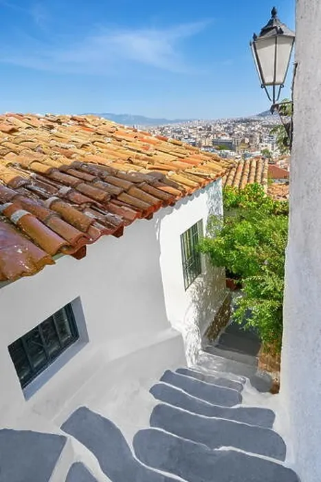 Framed Print : Traditional white wall houses in the Anafiotika quarter under the Acropolis, Athens, Greece Framed Print : Traditional white wall houses in the Anafiotika quarter under the Acropolis, Athens, Greece