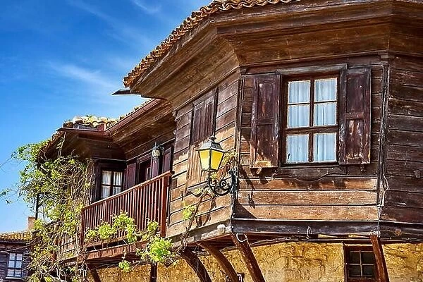 Traditional wooden architecture, Nessebar old town, Bulgaria