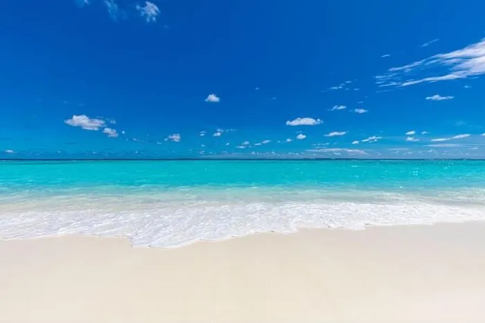Framed Print : Tranquil beach scene. Exotic tropical beach landscape. Design of summer vacation holiday concept, waves, sea horizon over white sand with blue sky Framed Print : Tranquil beach scene. Exotic tropical beach landscape. Design of summer vacation holiday concept, waves, sea horizon over white sand with blue sky