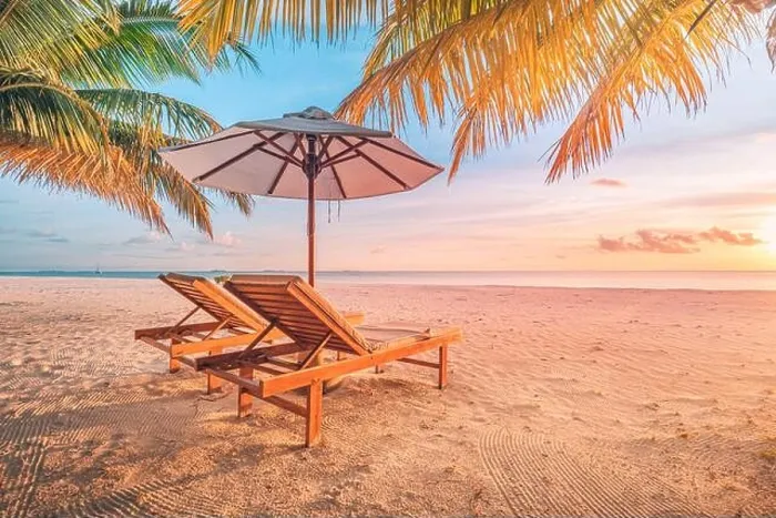 Framed Print : Tranquil beautiful beach. Chairs on the sandy beach near the sea. Summer holiday and vacation concept for tourism. Inspirational tropical landscape Framed Print : Tranquil beautiful beach. Chairs on the sandy beach near the sea. Summer holiday and vacation concept for tourism. Inspirational tropical landscape
