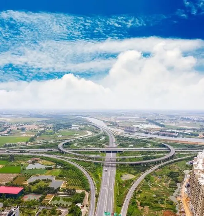 Framed Print : Transport junction traffic road with vehicle movement aerial view by drone Framed Print : Transport junction traffic road with vehicle movement aerial view by drone