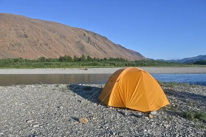 Framed Print : Travel to the Polar Urals. Orange tent against the backdrop of Mount Rai-Iz Framed Print : Travel to the Polar Urals. Orange tent against the backdrop of Mount Rai-Iz