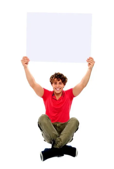Framed Print : Trendy guy sitting with crossed legs holding white clipboard Framed Print : Trendy guy sitting with crossed legs holding white clipboard