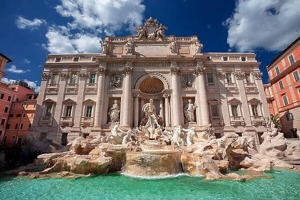 Trevi Fountain, Rome, Italy. Cityscape image of Rome, Italy with iconic Trevi Fountain at sunny day