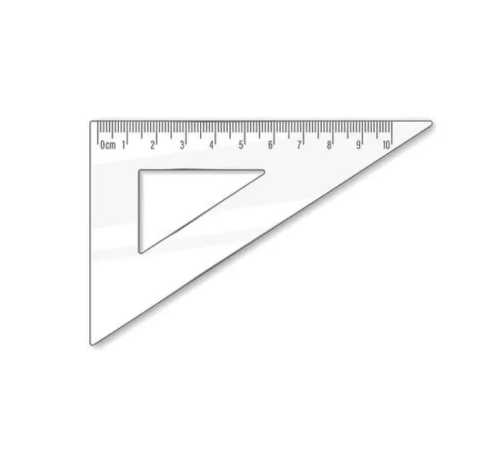 Framed Print : Triangle ruler ten cm. Vector math geometry transparent plastic school and office accessories