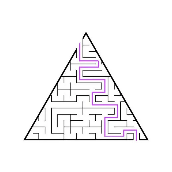 Framed Print : A triangular labyrinth, a pyramid with a black stroke Framed Print : A triangular labyrinth, a pyramid with a black stroke