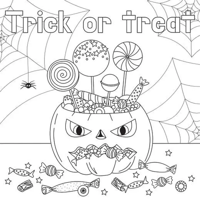 Framed Print : Trick or Treat coloring page. Halloween coloring page for kids. Cartoon children in Halloween costumes. Cute spider. vector illustration Framed Print : Trick or Treat coloring page. Halloween coloring page for kids. Cartoon children in Halloween costumes. Cute spider. vector illustration