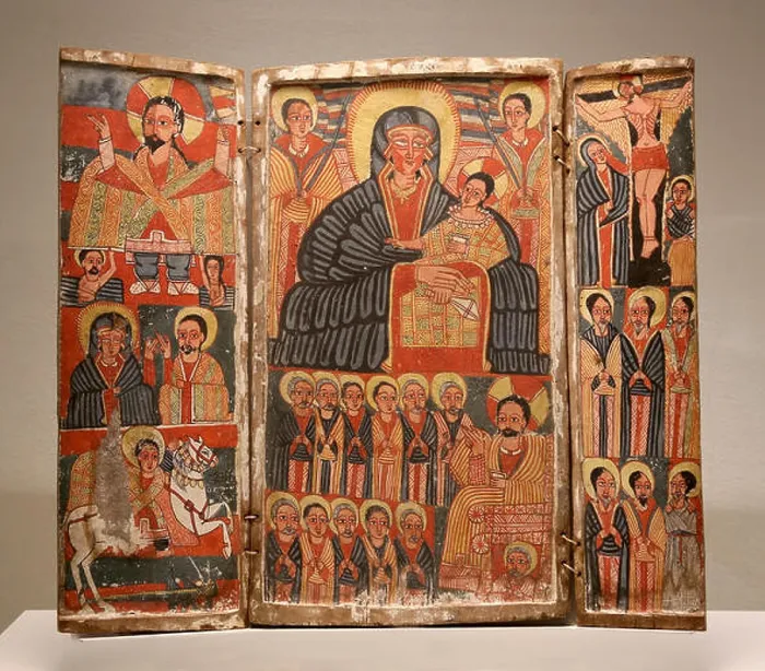 Framed Print : Triptych with Mary, scenes of the life of Jesus and Saints Framed Print : Triptych with Mary, scenes of the life of Jesus and Saints