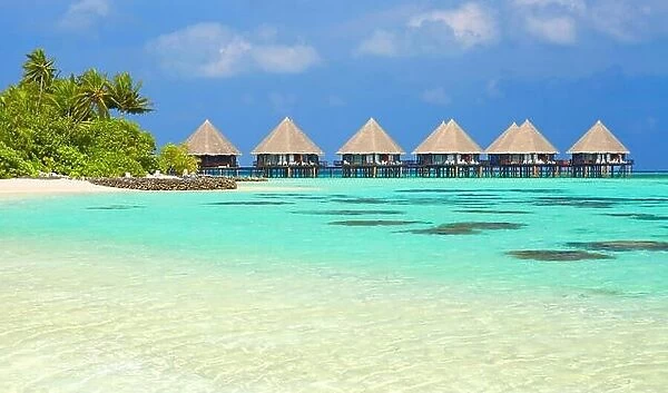 Tropical beach at Ari Atoll, Maldives Islands, Indian Ocean