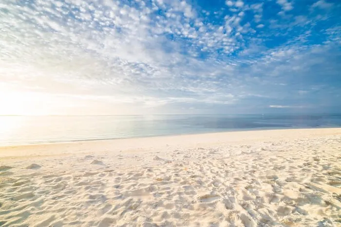 Framed Print : Empty tropical beach background. Horizon with sky and white sand. Idyllic beach landscape Framed Print : Empty tropical beach background. Horizon with sky and white sand. Idyllic beach landscape