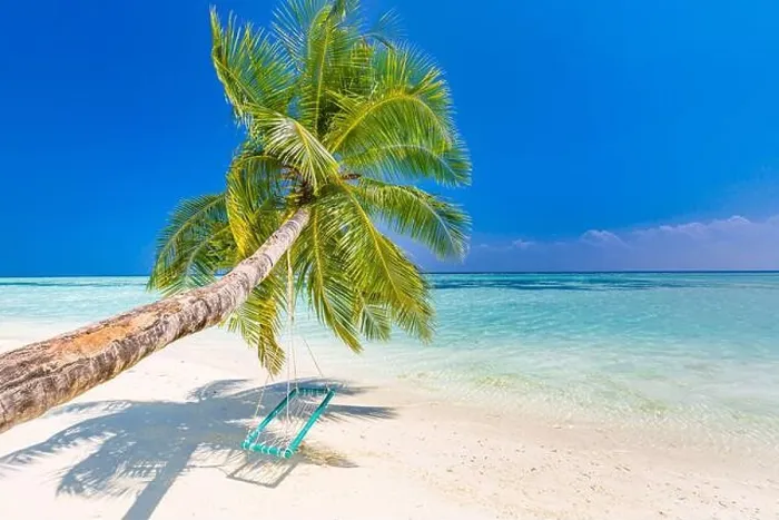 Framed Print : Tropical beach background as summer relax landscape with beach swing or hammock and white sand and calm sea for beach template. Amazing beach scenic Framed Print : Tropical beach background as summer relax landscape with beach swing or hammock and white sand and calm sea for beach template. Amazing beach scenic