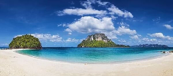 Tropical beach panorama with white sand and clear water, Andaman Sea, Thailand