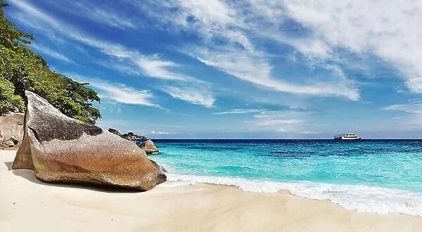 Tropical beach with white sand and clear sea, Similan Islands, Thailand