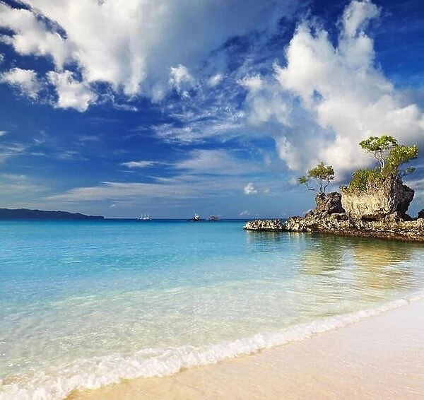 Tropical beach, Willy's rock, Boracay island, Philippines