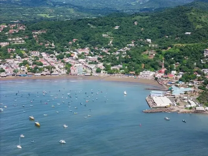 Framed Print : Tropical city San Juan Del Sur aerial drone view on sunny light Framed Print : Tropical city San Juan Del Sur aerial drone view on sunny light