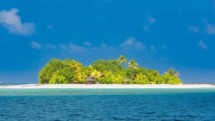 Framed Print : Tropical island in deep blue sea. Amazing beach landscape and seascape, exotic travel nature scene. Tranquility and idyllic, castaway concept concept Framed Print : Tropical island in deep blue sea. Amazing beach landscape and seascape, exotic travel nature scene. Tranquility and idyllic, castaway concept concept
