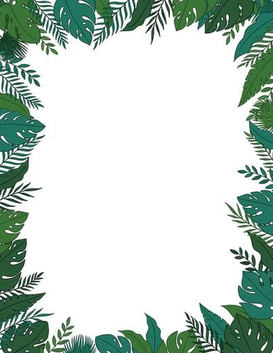 Framed Print : Tropical jungle leaves frame border with a blank space for a text Framed Print : Tropical jungle leaves frame border with a blank space for a text