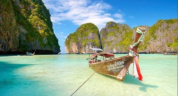 Tropical Maya Bay Beach, Phi Phi Leh Island, Thailand, Asia