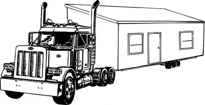Framed Print : Truck with Mobile Home Vector Illustration Framed Print : Truck with Mobile Home Vector Illustration
