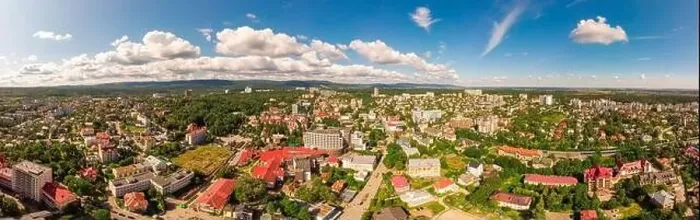 Framed Print : Truskavets, Ukraine - July 29, 2019: Birds eye view of Truskavets city Framed Print : Truskavets, Ukraine - July 29, 2019: Birds eye view of Truskavets city