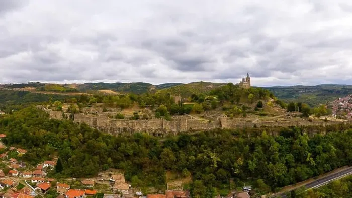 Framed Print : Tsarevets Fortress in Veliko Tarnovo, Bulgaria. Aerial drone footage Framed Print : Tsarevets Fortress in Veliko Tarnovo, Bulgaria. Aerial drone footage