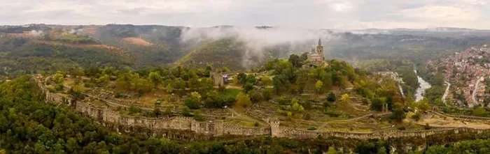 Framed Print : Tsarevets Fortress in Veliko Tarnovo, Bulgaria. Drone panoramic shot Framed Print : Tsarevets Fortress in Veliko Tarnovo, Bulgaria. Drone panoramic shot