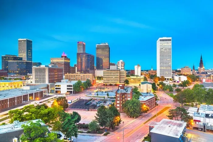 Framed Print : Tulsa, Oklahoma, USA downtown city skyline at twilight Framed Print : Tulsa, Oklahoma, USA downtown city skyline at twilight