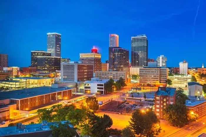 Framed Print : Tulsa, Oklahoma, USA downtown city skyline at twilight Framed Print : Tulsa, Oklahoma, USA downtown city skyline at twilight