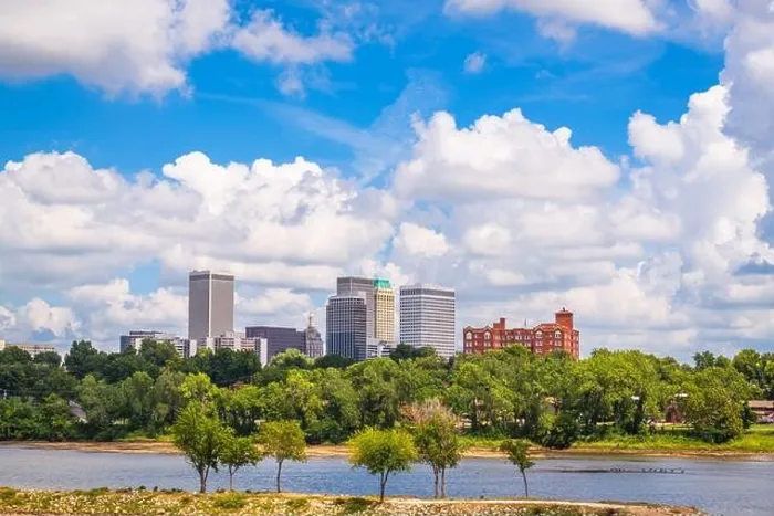 Framed Print : Tulsa, Oklahoma, USA downtown skyline on the Arkansas River in the afternoon Framed Print : Tulsa, Oklahoma, USA downtown skyline on the Arkansas River in the afternoon