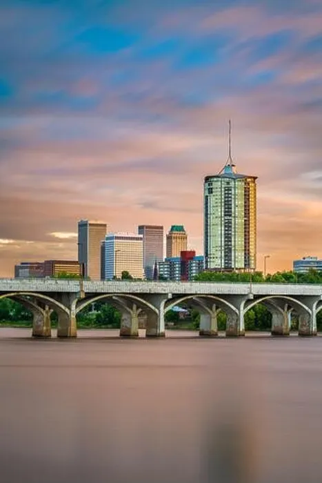 Framed Print : Tulsa, Oklahoma, USA downtown skyline on the Arkansas River at dusk Framed Print : Tulsa, Oklahoma, USA downtown skyline on the Arkansas River at dusk
