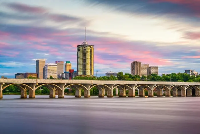 Framed Print : Tulsa, Oklahoma, USA downtown skyline on the Arkansas River at dusk Framed Print : Tulsa, Oklahoma, USA downtown skyline on the Arkansas River at dusk